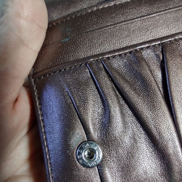 PRADA Nappa Gaufre Women's Metallic Copper Leather Bi-Fold Wallet - Picture 8 of 16